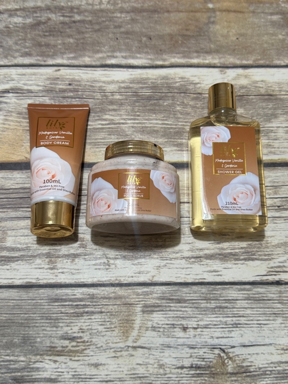 Lily Rose Vanilla & Gardenia Body Set - Blush Pink and Gold
